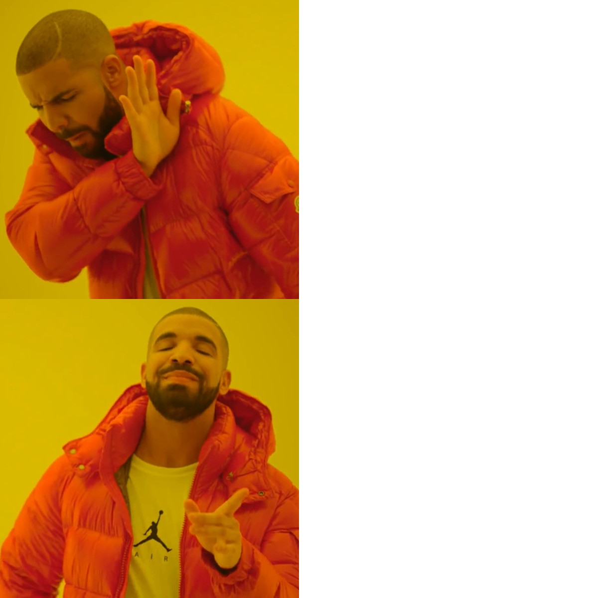 Drake Hotline Bling - also called: drakeposting, drakepost, drake hotline approves, drake no yes, drake like dislike, drake faces